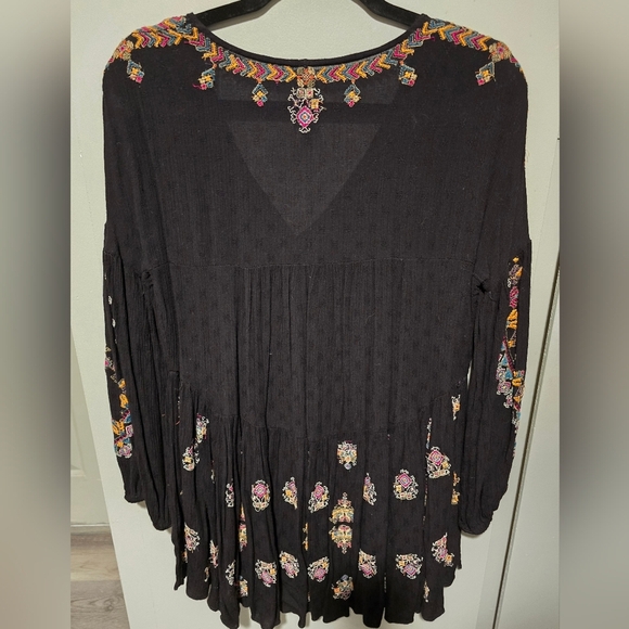 Free People Arianna Embroidered Tunic Boho Tunic Top Mini Dress Oversized XS S M - Picture 5 of 9